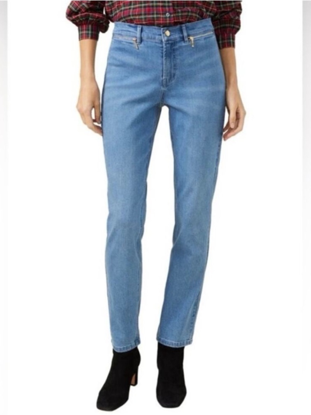 J McLaughlin Jeans Yara Zipper Pocket Mid Rise Slim Fit Straight Leg SZ 2